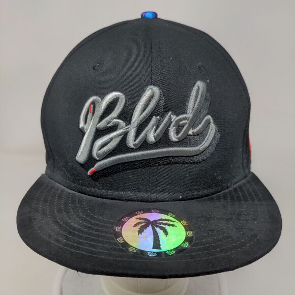 Blvd Snapback Hat Black One Size Adjustable Black Adjustable Embroidered 6 Panel - Picture 2 of 8